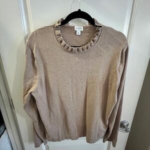 J. Crew Women's Brown Ruffle Neck long sleeve sweater